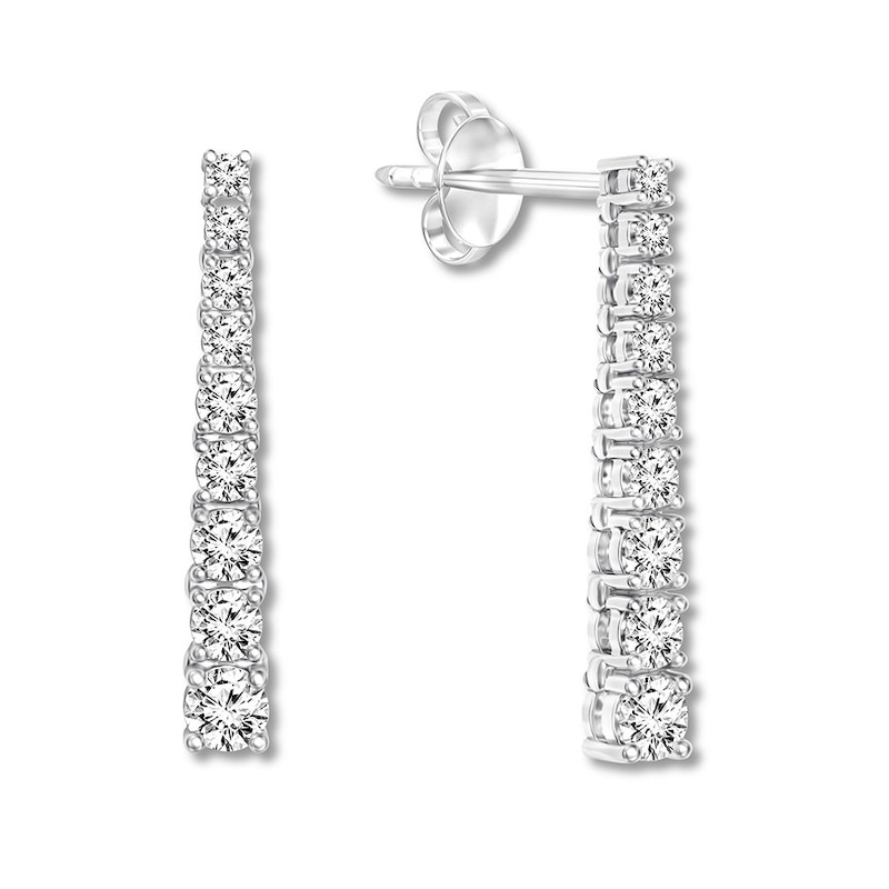 Main Image 2 of Previously Owned Diamond Drop Earrings 1-5/8 ct tw Round-cut 14K White Gold