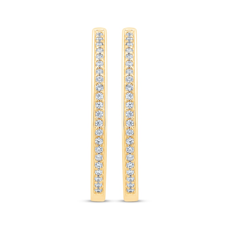 Main Image 2 of Previously Owned Unstoppable Love Diamond Channel Double Hoop Earrings 1/2 ct tw 10K Yellow Gold