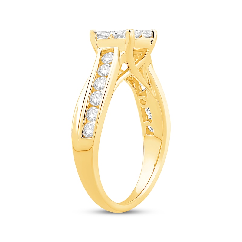 Main Image 2 of Previously Owned Princess-Cut Quad Diamond Engagement Ring 1-1/2 ct tw 14K Yellow Gold