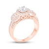 Thumbnail Image 2 of Previously Owned Diamond Three-Stone Engagement Ring 1 ct tw Round & Baguette-cut 14K Rose Gold