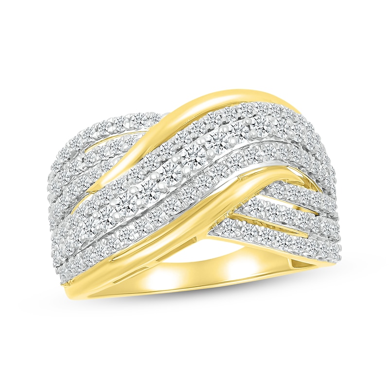 Main Image 1 of Previously Owned Diamond Multi-Row Crossover Ring 1 ct tw 10K Yellow Gold