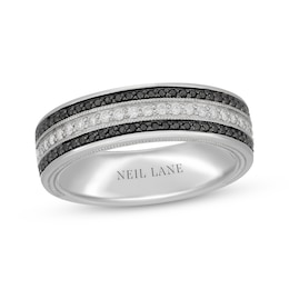 Previously Owned Neil Lane Men’s Black & White Diamond Wedding Band 1/2 ct tw 14K White Gold