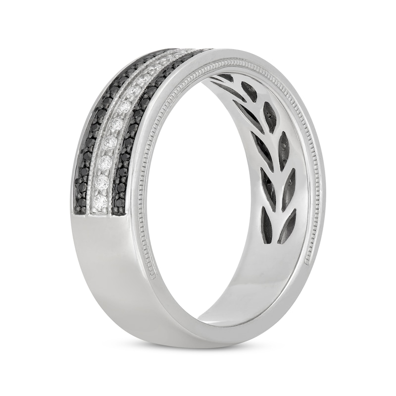 Main Image 2 of Previously Owned Neil Lane Men’s Black & White Diamond Wedding Band 1/2 ct tw 14K White Gold