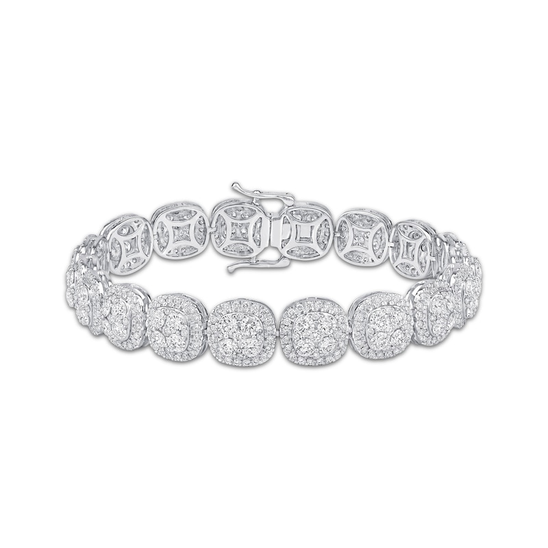 Main Image 1 of Previously Owned Lab-Grown Diamonds by KAY Cushion Link Bracelet 10 ct tw 10K White Gold 7.25&quot;