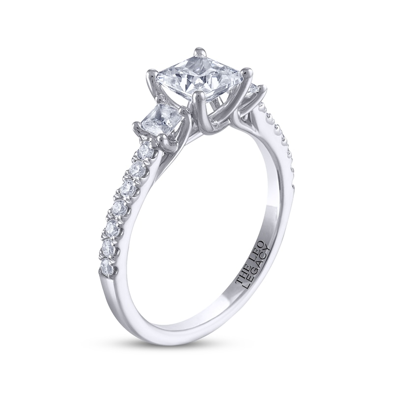 Main Image 2 of Previously Owned THE LEO Legacy Lab-Grown Diamond Princess-Cut Three-Stone Engagement Ring 1-1/2 ct tw 14K White Gold