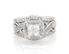 Thumbnail Image 1 of Previously Owned Princess-Cut Quad Diamond Halo Bridal Set 1 ct tw 14K White Gold Size 6.75