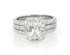 Thumbnail Image 1 of Previously Owned Emerald-Cut Halo Diamond Bridal Set 2-1/8 ct tw 14K White Gold Size 4