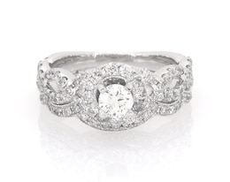 Previously Owned Neil Lane Round-Cut Diamond Halo Bridal Set 1-1/5 ct tw 14K White Gold Size 5.75