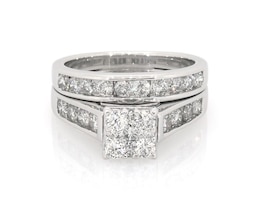 Previously Owned Round-Cut Multi-Diamond Bridal Set 1-3/8 ct tw 14K White Gold Size 7