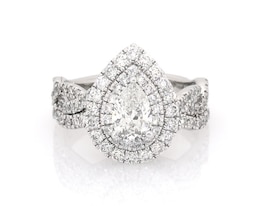 Previously Owned Neil Lane Pear-Shaped Diamond Double Halo Bridal Set 1-7/8 ct tw 14K White Gold Size 5.25