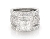 Thumbnail Image 1 of Previously Owned Princess-Cut Quad Diamond Halo Bridal Set 4-3/8 ct tw 14K White Gold Size 5