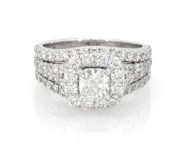 Previously Owned Neil Lane Cushion-Cut Diamond Halo Bridal Set 2-7/8 ct tw 14K White Gold Size 8.25