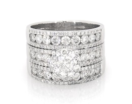 Previously Owned Round-Cut Diamond Halo Bridal Set 2-1/2 ct tw 14K White Gold Size 8.5