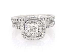 Previously Owned Neil Lane Cushion-Cut Diamond Double Halo Bridal Set 1-1/3 ct tw 14K White Gold Size 6.75