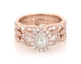 Previously Owned Pear-Shaped Diamond Double Halo Bridal Set 1-1/4 ct tw 14K Rose Gold Size 6.75