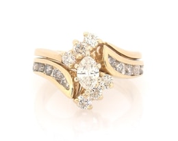 Previously Owned Marquise-Cut Diamond Bridal Set 1-3/8 ct tw 14K Yellow Gold Size 6.25