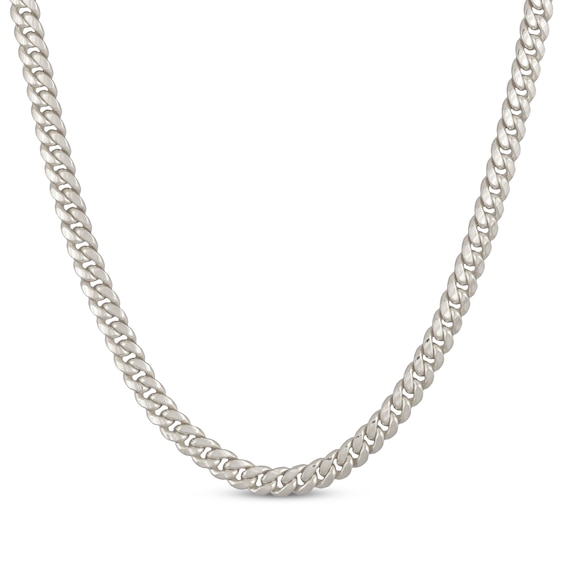 Previously Owned Cuban Curb Chain Necklace 6.8mm Hollow 10K White Gold 22"