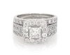 Thumbnail Image 1 of Previously Owned Princess-Cut Diamond Halo Bridal Set 1-7/8 ct tw 14K White Gold Size 6.25