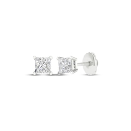 Previously Owned KAY Lab-Grown Diamonds Princess-Cut Solitaire Stud Earrings 1/2 ct tw 14K White Gold (F/SI2)