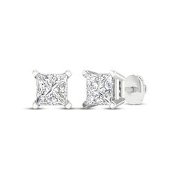 Previously Owned KAY Lab-Grown Diamonds Princess-Cut Solitaire Stud Earrings 2 ct tw 14K White Gold (F/SI2)