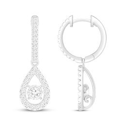 Previously Owned Unstoppable Love Lab-Grown diamond Teardrop Dangle Hoop Earrings 1 ct tw 14K White Gold