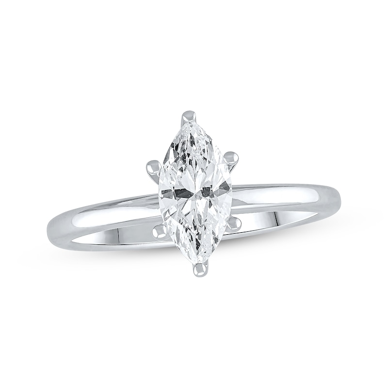 Main Image 1 of Previously Owned Now + Forever Lab-Grown Diamonds Marquise-Cut Solitaire Engagement Ring 1 ct tw 14K White Gold (F/SI2)