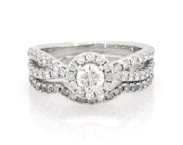 Previously Owned THE LEO Diamond Round-Cut Bridal Set 1 ct tw 14K White Gold Size 6.25