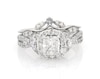 Thumbnail Image 1 of Previously Owned Pie-Cut Multi-Diamond Halo Bridal Set 7/8 ct tw 14K White Gold Size 5.5