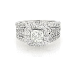 Previously Owned Neil Lane Cushion-Cut Diamond Halo Bridal Set 2-7/8 ct tw 14K White Gold Size 7