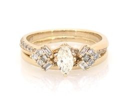 Previously Owned Marquise-Cut Diamond Bridal Set 5/8 ct tw 14K Two-Tone Gold Size 6.75