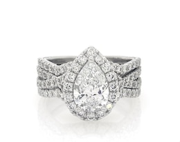 Previously Owned Neil Lane Artistry Pear-Shaped Lab-Grown Diamond Halo Bridal Set 2-3/4 ct tw 14K White Gold Size 6