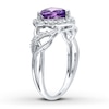 Thumbnail Image 2 of Amethyst Heart Ring 1/10 ct tw Diamonds Sterling Silver