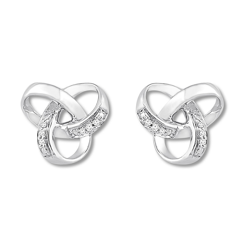 Main Image 2 of Diamond Knot Earrings Sterling Silver