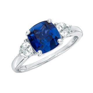 Blue & White Lab-Created Sapphire Ring Sterling Silver | Kay