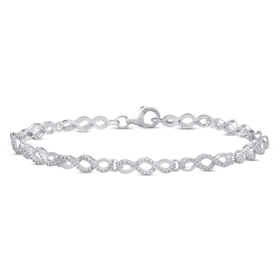 Infinity Link Bracelet Diamond Accent Sterling Silver 7.5