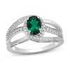 Thumbnail Image 1 of Lab-Created Emerald & White Lab-Created Sapphire Ring Sterling Silver - Size 7