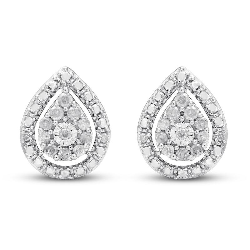 Main Image 2 of Diamond Pear Earrings 1/5 ct tw Round-cut Sterling Silver