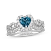 Thumbnail Image 1 of Neil Lane Heart-Shaped London Blue Topaz & Round-Cut Diamond Bridal Set 5/8 ct tw 14K White Gold