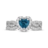 Thumbnail Image 3 of Neil Lane Heart-Shaped London Blue Topaz & Round-Cut Diamond Bridal Set 5/8 ct tw 14K White Gold