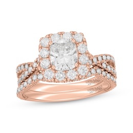 Neil Lane Artistry Cushion-Cut Lab-Grown Diamond Bridal Set 2 ct tw 14K Rose Gold