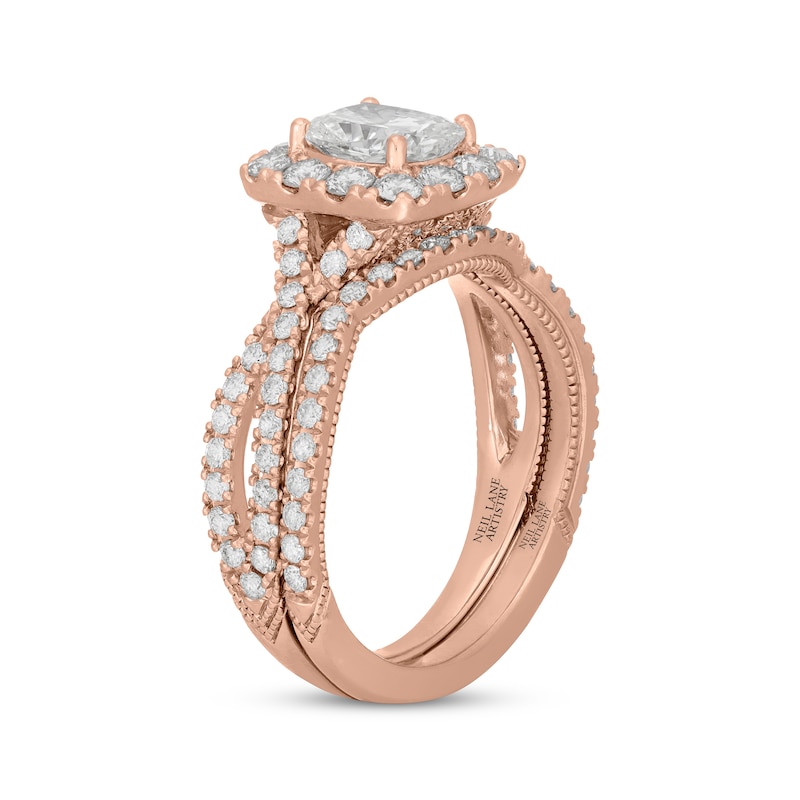 Main Image 2 of Neil Lane Artistry Cushion-Cut Lab-Grown Diamond Bridal Set 2 ct tw 14K Rose Gold