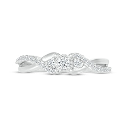 Diamond Twist Three-Stone Promise Ring 1/4 ct tw Sterling Silver