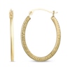 Thumbnail Image 1 of Diamond-Cut Side Oval Hoops 14K Yellow Gold 20mm