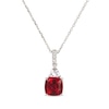 Thumbnail Image 1 of Cushion-Cut Lab-Created Ruby & Trillion-Cut White Lab-Created Sapphire Necklace Sterling Silver 18&quot;