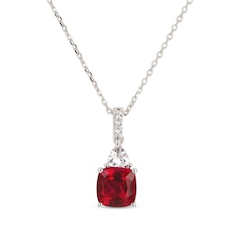 Cushion-Cut Lab-Created Ruby & Trillion-Cut White Lab-Created Sapphire Necklace Sterling Silver 18&quot;