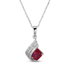 Thumbnail Image 0 of Square-Cut Lab-Created Ruby & White Lab-Created Sapphire Swirl Necklace Sterling Silver 18"