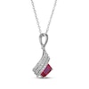 Thumbnail Image 1 of Square-Cut Lab-Created Ruby & White Lab-Created Sapphire Swirl Necklace Sterling Silver 18"