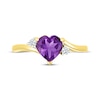 Thumbnail Image 3 of Heart-Shaped Amethyst & Diamond Ring 1/15 ct tw 10K Yellow Gold