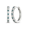 Thumbnail Image 1 of Blue & White Diamond Hoop Earrings 1/4 ct tw Sterling Silver