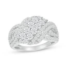 Lab-Grown Diamonds by KAY Crossover Swirl Fashion Ring 1-1/2 ct tw 10K White Gold